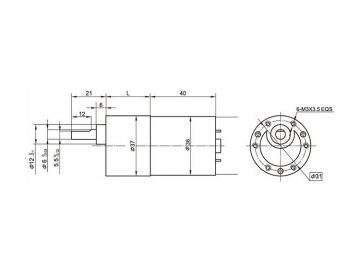 Bürstenloser Gleichstrommotor, Planetengetriebemotor 37JB10K/36ZWNP40