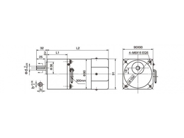 AC-Getriebemotor und Getriebe 90YS60