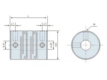 LK2-1 Beam Kupplung - Stellschraubenausführung - Schlitzstruktur