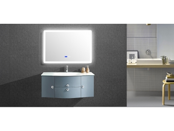 Badmöbel-Set mit LED-Badspiegel und blauem Unterschrank, IL1905G
