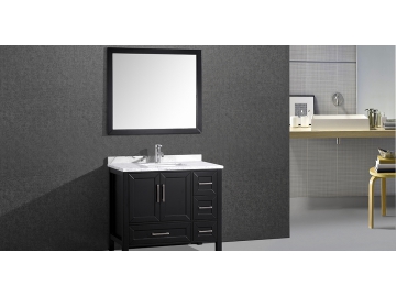 Waschtisch-Set aus Massivholz, 3-teilig ink. Wandspiegel/Waschbecken/Unterschrank, M-6503