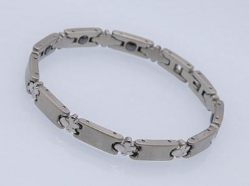 S1419-2 - Edelstahl Magnetarmband mit viereckigen Zirkonia-Steinen, Magnetschmuck Magnetisches Gesundheitsarmband, Magnettherapie Armband