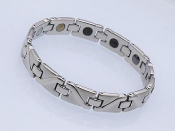 S918 - Edelstahl Magnetarmband mit Zirkonia-Steinen, Magnetschmuck Magnetisches Gesundheitsarmband, Magnettherapie Armband