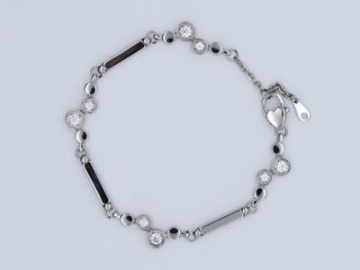 S1172 - Edelstahl Magnetarmband mit Zirkonia-Steinen, Magnetschmuck Magnetisches Gesundheitsarmband, Magnettherapie Armband