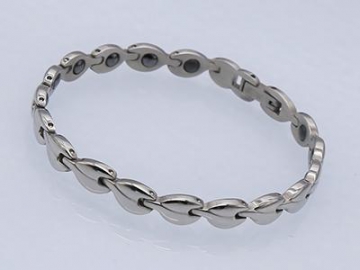 S1310-2 - Edelstahl Magnetarmband mit Silber-Look, Magnetschmuck Magnetisches Gesundheitsarmband, Magnettherapie Armband