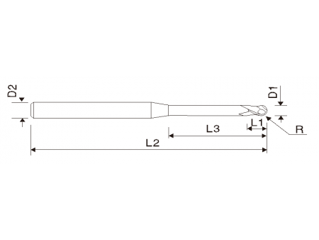 EMA14 Mikrofräser/ Hartmetallfräser, mit langem Hals, 2 Schneiden