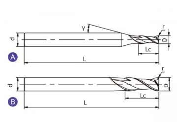 S-R2  Hartmetall Schaftfräser/ Eckradiusfräser für Edelstahl, 2 Schneiden