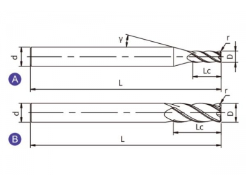 S-R4/RS4  Hartmetall Schaftfräser/ Eckradiusfräser für Edelstahl, 4 Schneiden, kurz