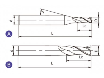 U-S2  Hartmetall Schaftfräser, 2 Schneiden