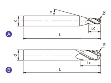 U-B4  Hartmetall Schaftfräser/ Radiusfräser, 4 Schneiden