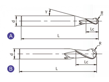 A-B2  Hartmetall Schaftfräser/ Eckradiusfräser für Aluminiumlegierungen, 3 Schneiden