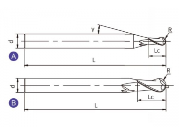 S-B2  Hartmetall Schaftfräser/ Radiusfräser für Edelstahl, 2 Schneiden