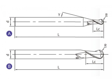 G-B2  Graphitfräser/ Hartmetall Schaftfräser/ Radiusfräser für Graphit, 2 Schneiden