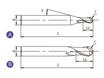 ES-B2  Schaftfräser/ Radiusfräser für Edelstahl, 2 Schneiden