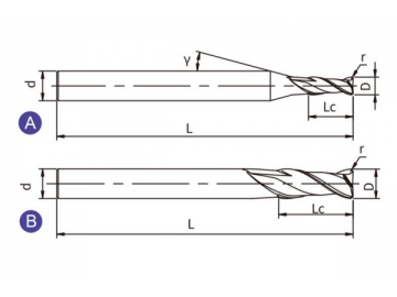 EA-R2  Eckradiusfräser/ Hartmetall Schaftfräser für Aluminiumlegierungen, 2 Schneiden