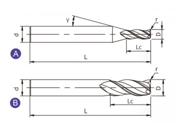 EA-R3  Eckradiusfräser/ Hartmetall Schaftfräser für Aluminiumlegierungen, 3 Schneiden