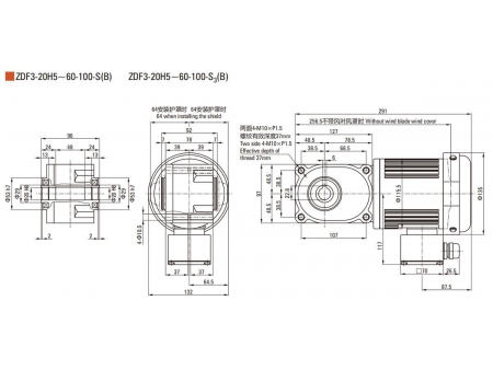 100W   F2/F3 Hypoidgetriebemotor