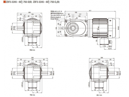 750W   F2/F3 Hypoidgetriebemotor