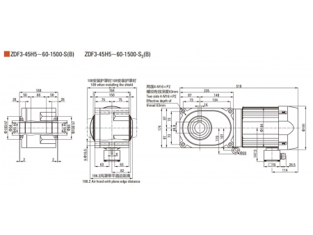 1500W   F2/F3 Hypoidgetriebemotor