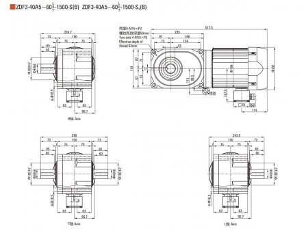 1500W   F2/F3 Hypoidgetriebemotor