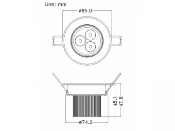 3x1w LED-Deckenleuchte