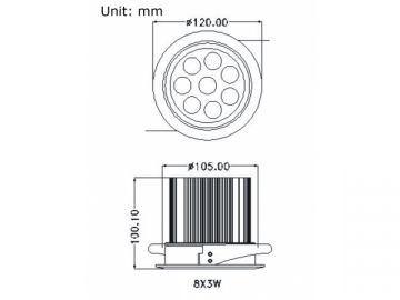 8x3w Nicht verstellbare LED-Deckenleuchte