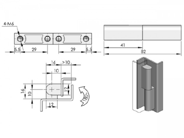 CL204 Scharnier mit der sichtbaren Achse