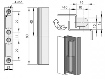 CL204 Scharnier mit der sichtbaren Achse