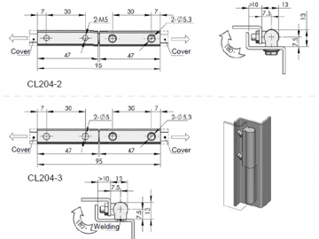 CL204 Scharnier mit der sichtbaren Achse