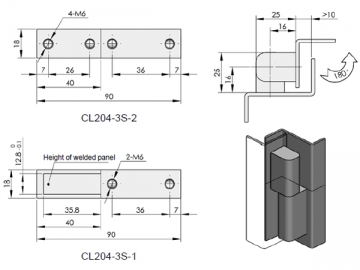 CL204 Scharnier mit der sichtbaren Achse