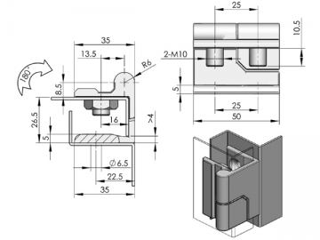 CL205 Scharnier mit der sichtbaren Achse