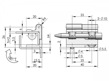 CL205 Scharnier mit der sichtbaren Achse