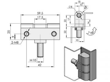 CL206 Scharnier mit der sichtbaren Achse