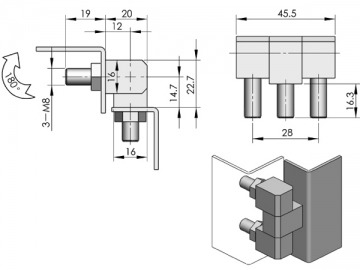 CL206 Scharnier mit der sichtbaren Achse