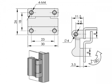 CL234 Scharnier mit der sichtbaren Achse