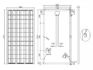 36V 175W/180W/185W weißes monokristallines Solarmodul