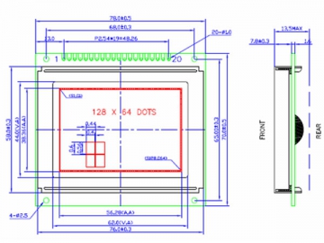 LCD-Grafikdisplay, 128x64, COB