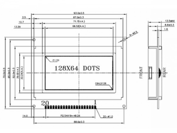 LCD-Grafikdisplay, 128x64, COB