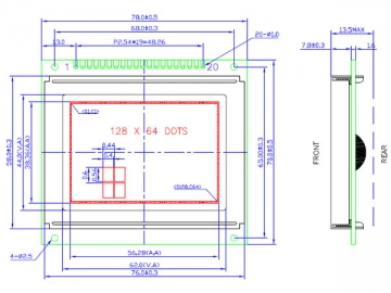 LCD-Grafikdisplay, 128x64, COB