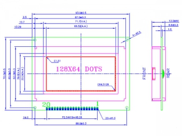 LCD-Grafikdisplay, 128x64, COB