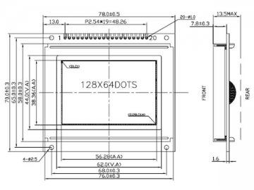 LCD-Grafikdisplay, 128x64, COB