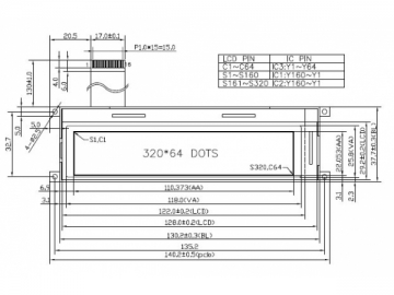 LCD-Anzeigemodul, 320x64, COG