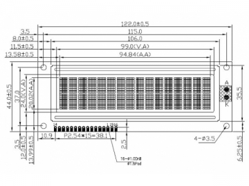 16x2 LCD-Textdisplay