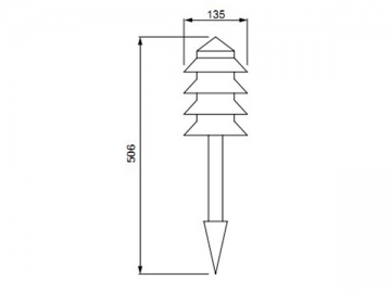 An Mast montierte LED-Rasenlampe