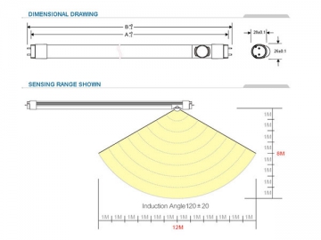 T8 LED-Leuchtröhre (mit verstellbarem PIR-Sensor)